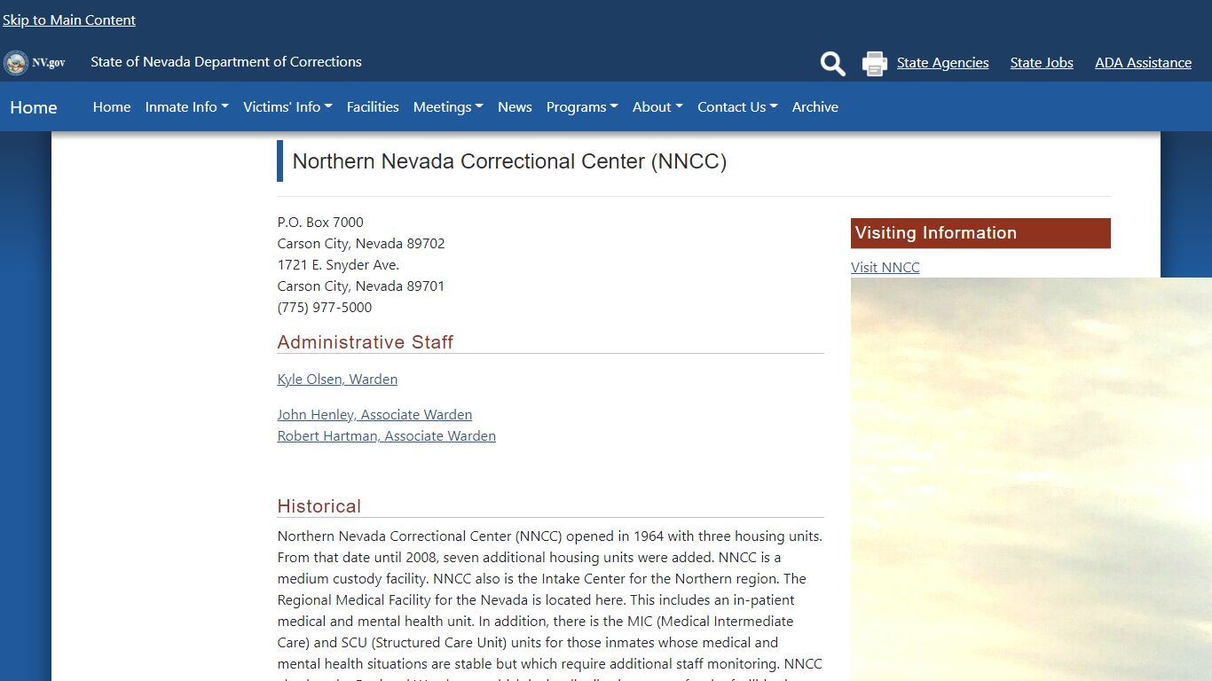 Northern Nevada Correctional Center Facility | Nevada ...